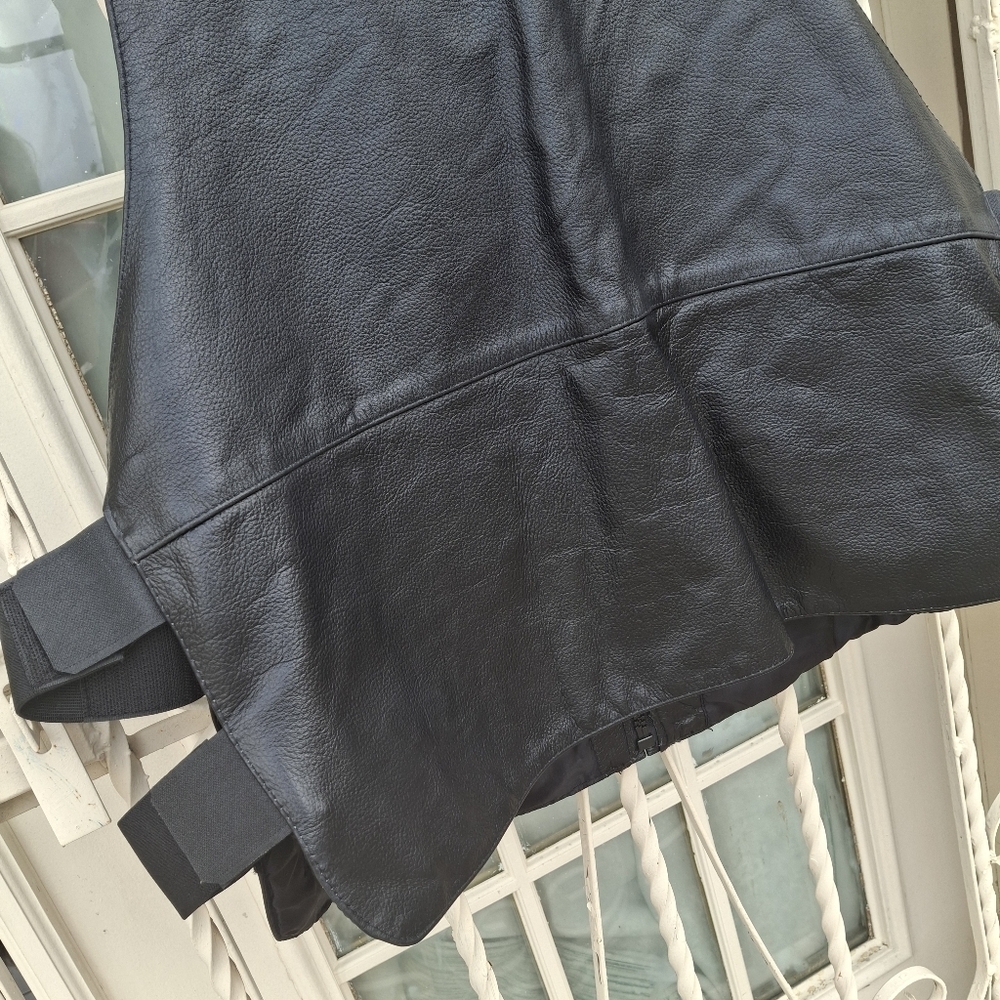 Xelement Bulletproof Style Hook & Loop Front Zipper Black Leather Vest SZ Small - Picture 8 of 16